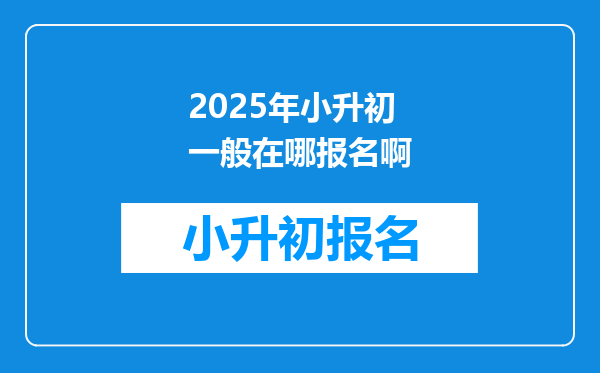 2025年小升初一般在哪报名啊