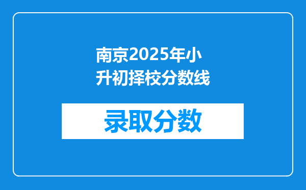 南京2025年小升初择校分数线