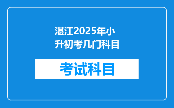 湛江2025年小升初考几门科目