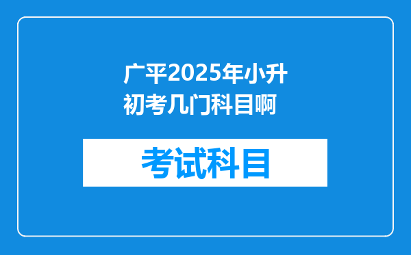 广平2025年小升初考几门科目啊