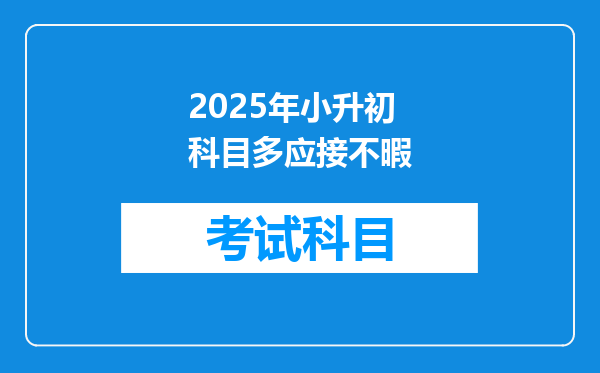 2025年小升初科目多应接不暇