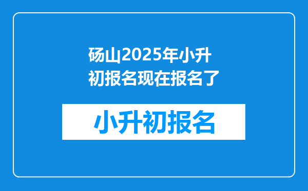 砀山2025年小升初报名现在报名了