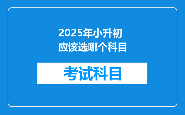 2025年小升初应该选哪个科目