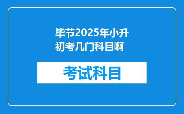 毕节2025年小升初考几门科目啊