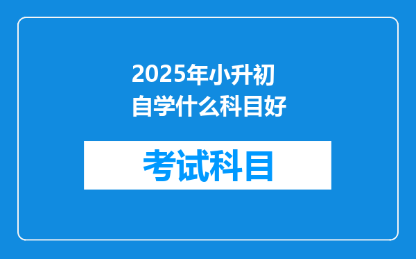 2025年小升初自学什么科目好