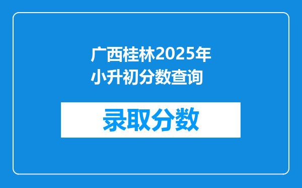 广西桂林2025年小升初分数查询