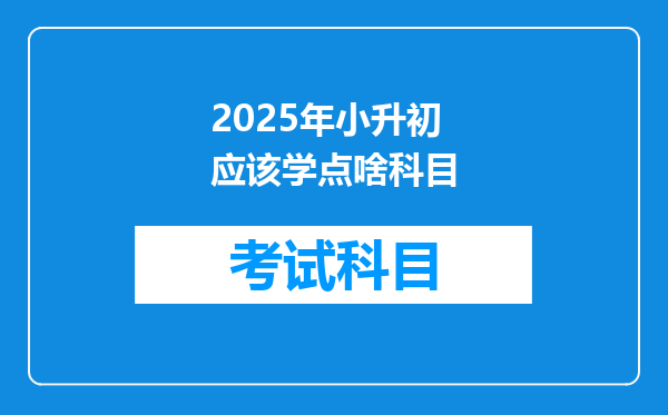 2025年小升初应该学点啥科目