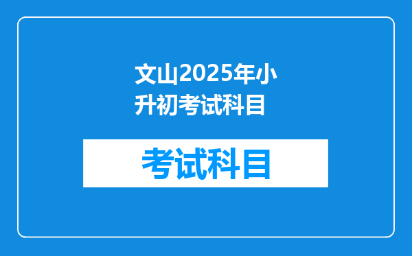 文山2025年小升初考试科目