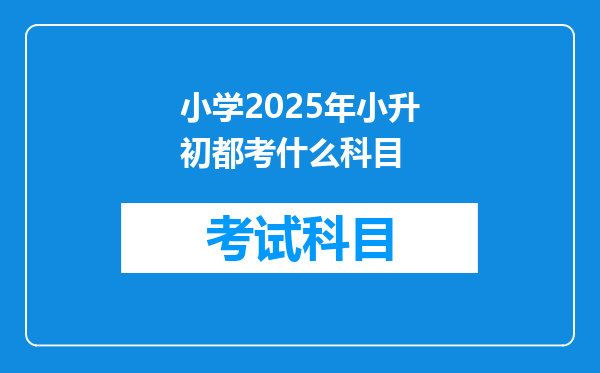 小学2025年小升初都考什么科目