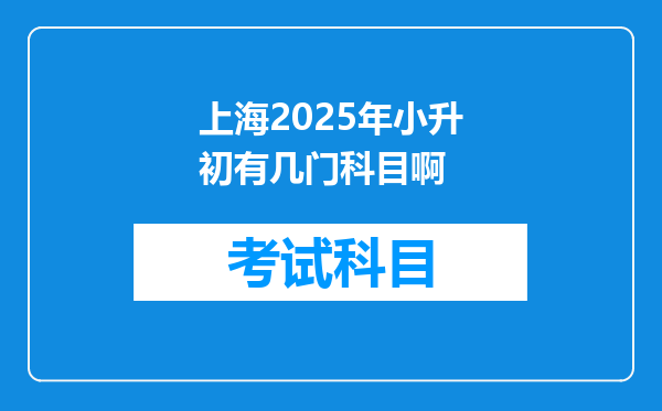 上海2025年小升初有几门科目啊