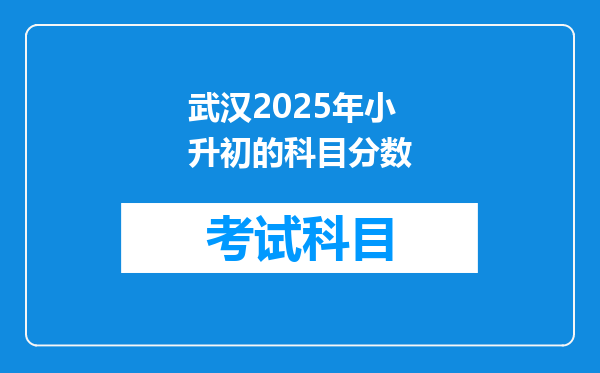 武汉2025年小升初的科目分数