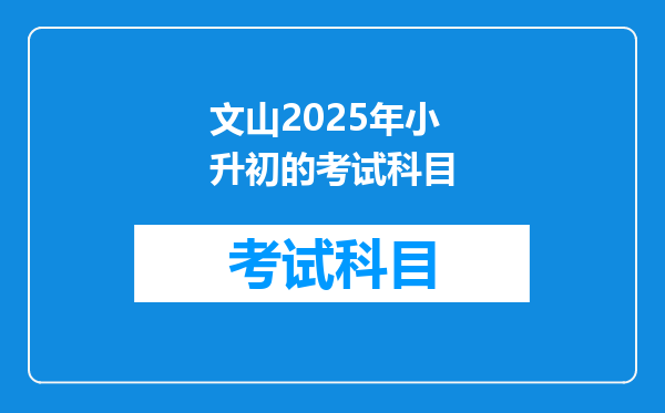 文山2025年小升初的考试科目