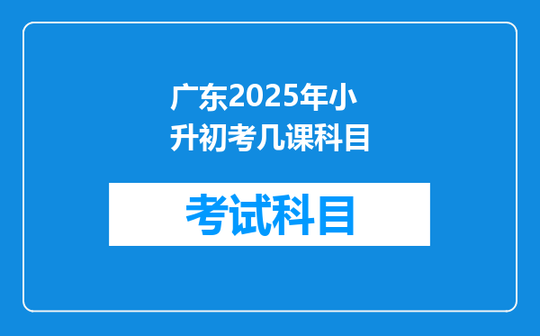 广东2025年小升初考几课科目