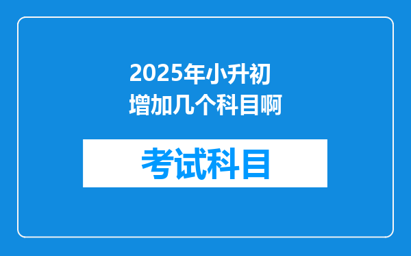 2025年小升初增加几个科目啊