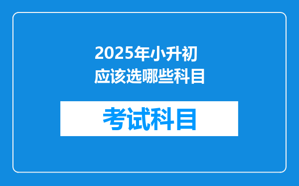 2025年小升初应该选哪些科目