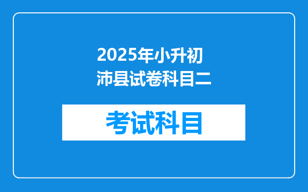 2025年小升初沛县试卷科目二