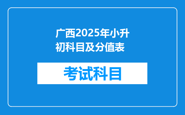 广西2025年小升初科目及分值表