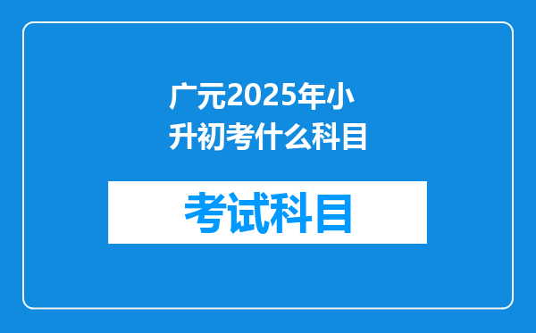 广元2025年小升初考什么科目