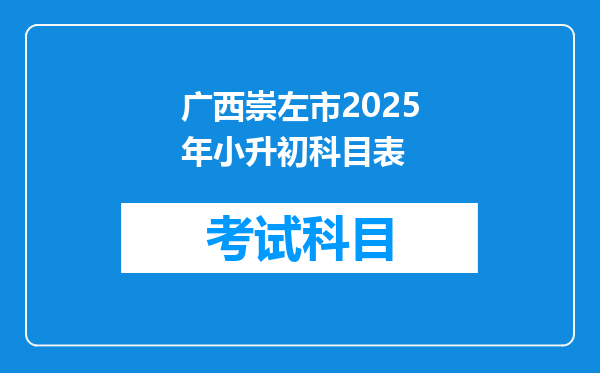 广西崇左市2025年小升初科目表