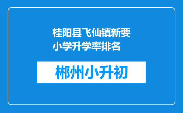 桂阳县飞仙镇新要小学升学率排名