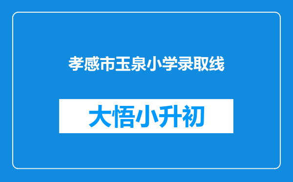 孝感市玉泉小学录取线