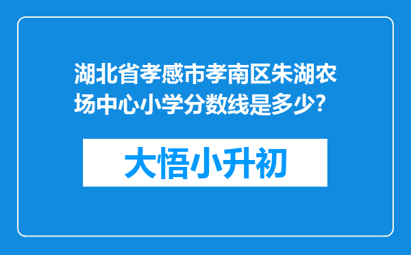 湖北省孝感市孝南区朱湖农场中心小学分数线是多少？