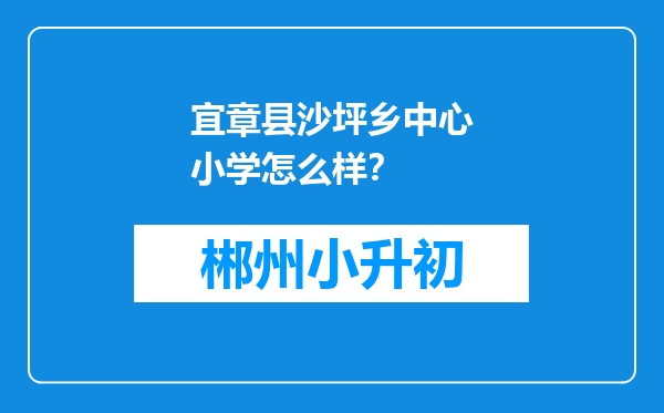 宜章县沙坪乡中心小学怎么样？