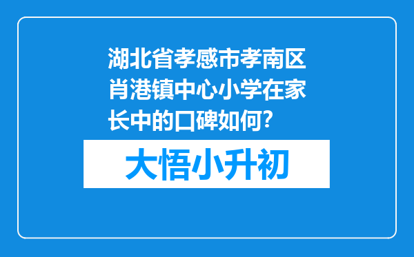 湖北省孝感市孝南区肖港镇中心小学在家长中的口碑如何？