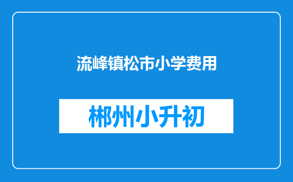 流峰镇松市小学费用