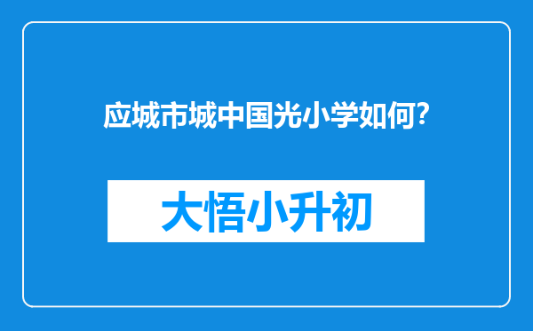 应城市城中国光小学如何？