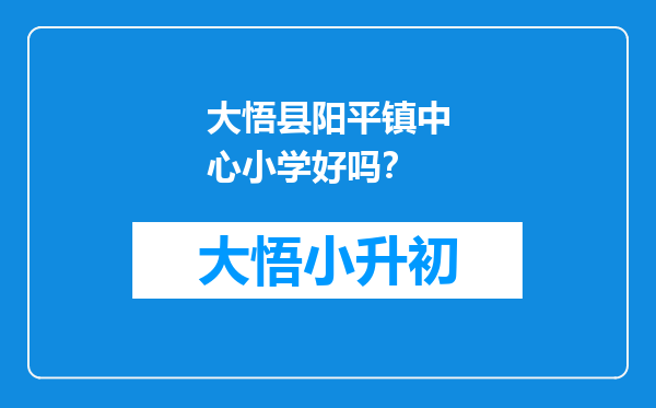 大悟县阳平镇中心小学好吗？