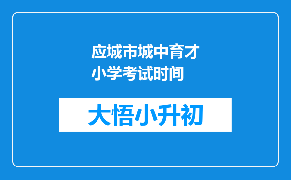 应城市城中育才小学考试时间