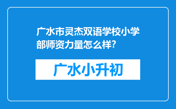 广水市灵杰双语学校小学部师资力量怎么样？