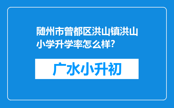 随州市曾都区洪山镇洪山小学升学率怎么样？