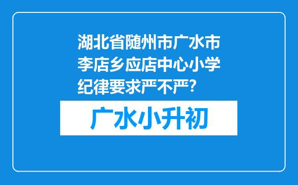 湖北省随州市广水市李店乡应店中心小学纪律要求严不严？