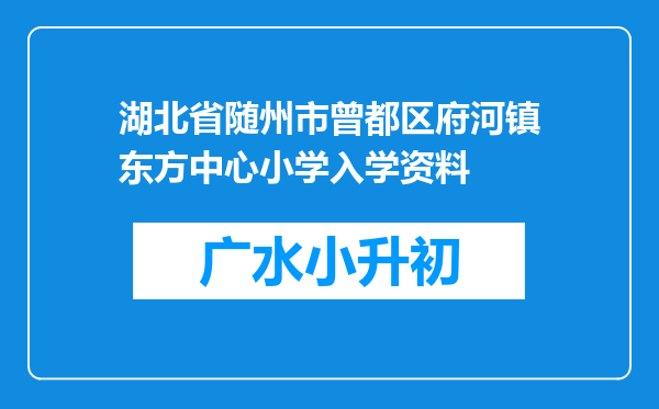 湖北省随州市曾都区府河镇东方中心小学入学资料