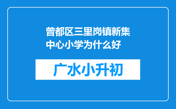 曾都区三里岗镇新集中心小学为什么好