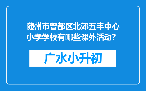 随州市曾都区北郊五丰中心小学学校有哪些课外活动？