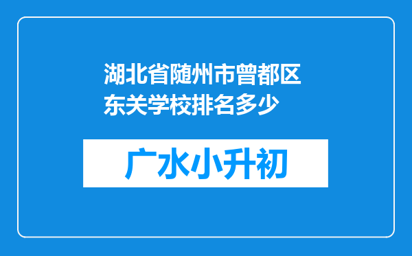 湖北省随州市曾都区 东关学校排名多少