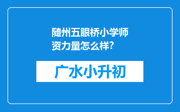 随州五眼桥小学师资力量怎么样？