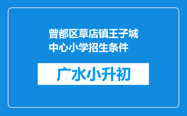 曾都区草店镇王子城中心小学招生条件