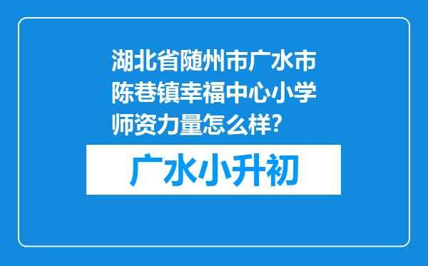 湖北省随州市广水市陈巷镇幸福中心小学师资力量怎么样？