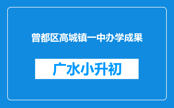 曾都区高城镇一中办学成果