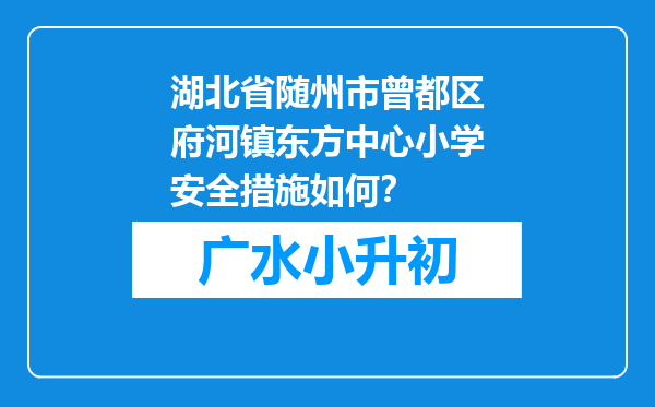 湖北省随州市曾都区府河镇东方中心小学安全措施如何？