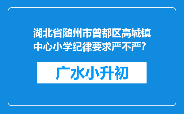 湖北省随州市曾都区高城镇中心小学纪律要求严不严？