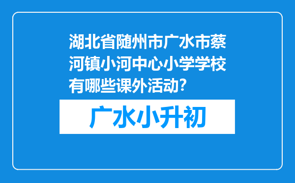 湖北省随州市广水市蔡河镇小河中心小学学校有哪些课外活动？