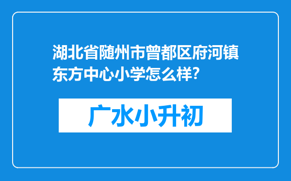 湖北省随州市曾都区府河镇东方中心小学怎么样？