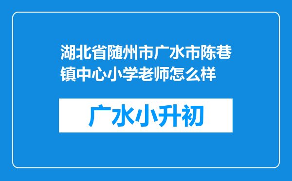 湖北省随州市广水市陈巷镇中心小学老师怎么样