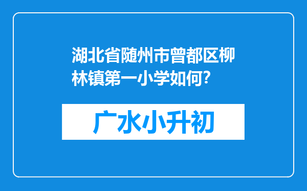 湖北省随州市曾都区柳林镇第一小学如何？