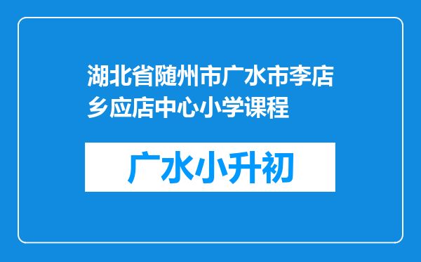 湖北省随州市广水市李店乡应店中心小学课程